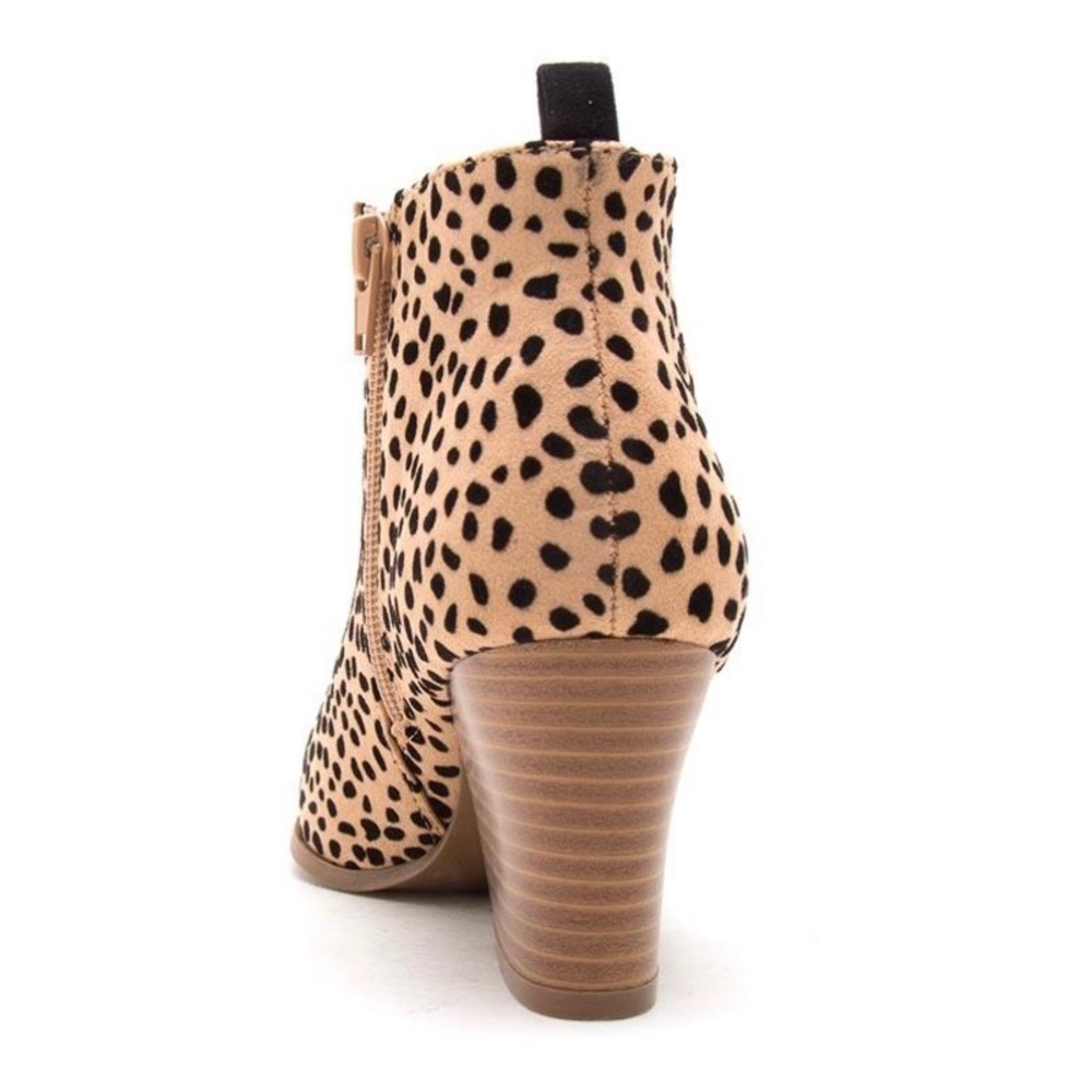 Tan Cheetah Side Cut Out Panel Booties - Picture 5 of 9